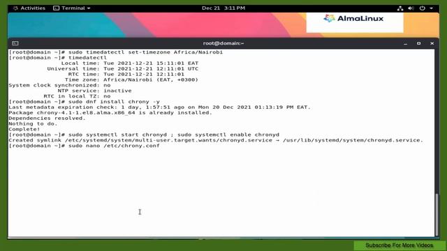 AlmaLinux 8 - installing Configure Chrony NTP Server смотреть онлайн
