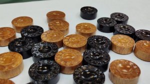 Фишки для нард 30 мм лакированные бук, с подклейкой