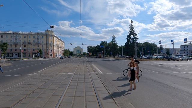 Поездка на РВЗ-6М2 по Витебску. Улица Титова - пл. Победы  Vitebsk tram. RVZ-6M2