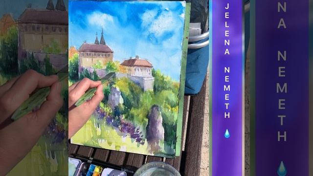 Пленэр. Городской пейзаж акварелью. Watercolour tutorial-