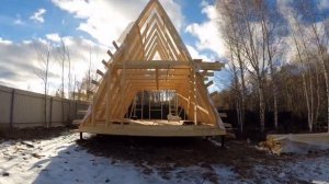 Дом шалаш день. 4-7й: ветро защита, Балкон - Кукушка Aframe Day 4-7th, wind protection, balcony