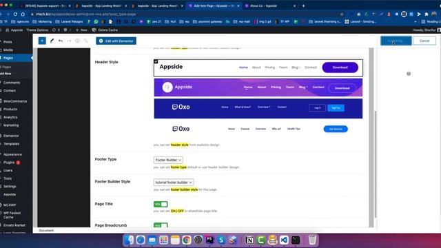 how to use elementor footer builder for aapside app landing wordpress theme смотреть онлайн