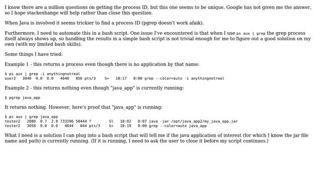 Find the process id of a java application in a bash script (to see if the target application is... смотреть онлайн