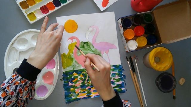 Рисуем фламинго с детьми 5-6 лет, 2 часть