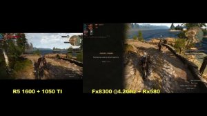 Ryzen 5 1600 + GTX 1050 TI  vs Fx 8300 + RX580 - The Witcher III