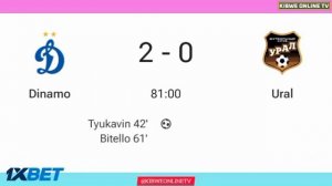 Гол Бителло, Динамо Москва — Урал (2-1), результаты голов/расширенный обзор.