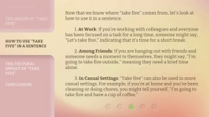 Mastering Everyday English: Understanding "Take Five"