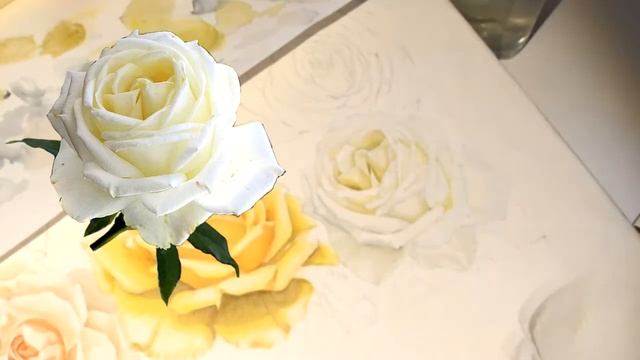 Белая роза акварелью, ускоренное видео смотреть онлайн