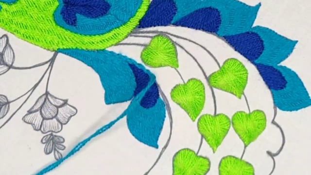 Beautiful peacock embroidery l Hand embroidery design of a bird l Embroidery world l Sewing art