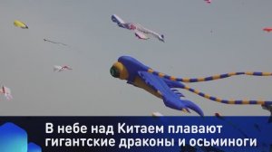 В небе над Китаем плавают гигантские драконы и осьминоги