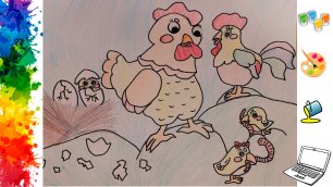 Детские рисунки карандашом, как нарисовать курицу, петуха и цыпленка карандашом поэтапно для детей