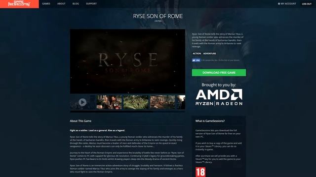 Игру Ryse Son of Rome бесплатно раздают в сервисе GameSessions смотреть онлайн
