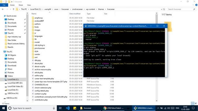 How to pull code using git bash command Prompt #GitPull #Bitbucket #Git