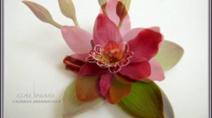 БОРДОВЫЙ ЦИМБИДИУМ из холодного фарфора Ивашковой Г.