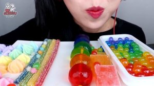 ASMR RAINBOW DESSERTS 무지개 먹방 팝핑보바, 보석젤리, 별사탕 먹방 POPPING BOBA, JELLY, GUMMY MUKBA