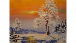 Мастер класс Гуашь Зимний пейзаж