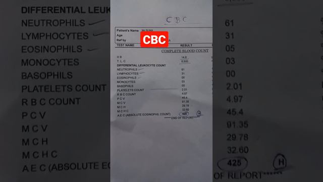 CBC/Complete blood count/ CBC ki normal report/Eosinophil/TLC/complete blood count ki normal report