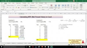 Calculate NPV in Excel