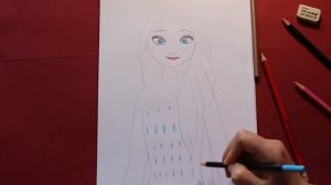 Как нарисовать Эльзу с распущенными волосами Холодное сердце How to draw Elsa hair loose Frozen2