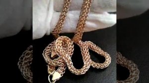 Золотая цепочка плетение Питон из красного золота 585 проба, длина 56см, ширина 7мм, вес 51 гр.
