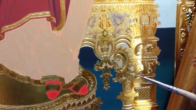 Тонировка под чернь. Иконопись . Написание иконы . Образ Богородицы Пантанасса  Всецарица. Икона.