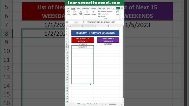 How to List or Fill Weekdays or Weekends Only Dates in Excel with WORKDAY Function in Excel Formula