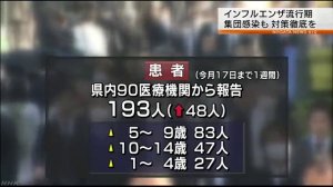 新潟県 インフルエンザ各地で集団感染 休校も