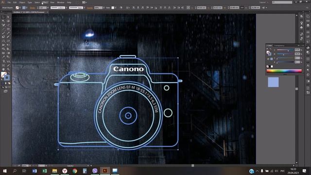 НЕОН в Illustrator | эффект светящейся вывески, фотоаппарат, неоновое свечение