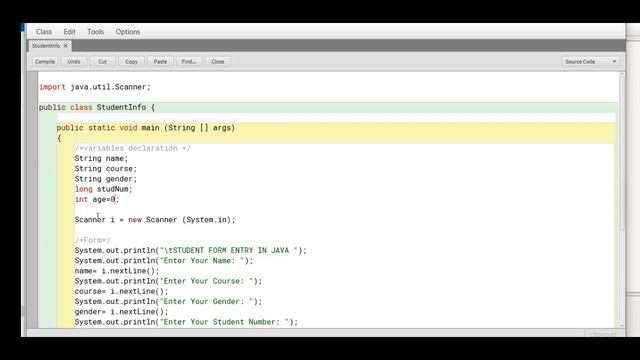 Student Form Entry in Java смотреть онлайн