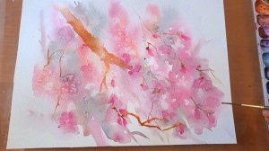 Цветущая сакура акварелью просто. Акварель для начинающих. how to draw cherry blossoms in watercolo