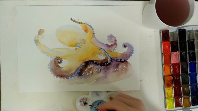 Как нарисовать осьминога | Осьминог.Камень.Капли.#рисуемосьминога #осьминог