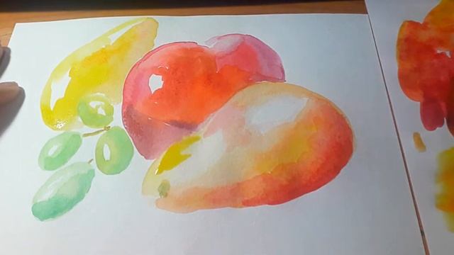Как рисовать натюрморт. Рисуем фрукты. Акварель смотреть онлайн