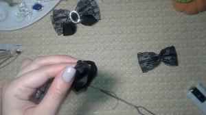 МК Элегантная заколка-автомат бант для девушки Канзаши/DIY Elegant hairpin-bow Laço Kanzashi