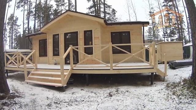 Каркасно-щитовой летний дом 6.6х8.8 метра от "Три Строителя" ||| Видео обзор смотреть онлайн