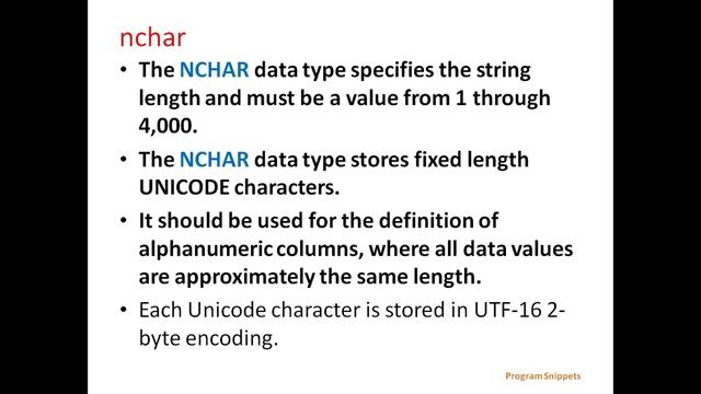 Unicode Character String Data Type In SQL Server