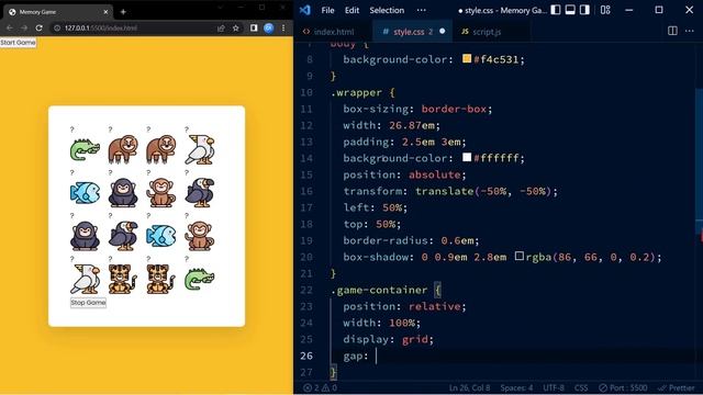 Memory Game Javascript Project | HTML, CSS, Javascript смотреть онлайн