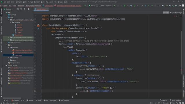 How to Implement Toolbar in Jetpack Compose Kotlin Android Studio