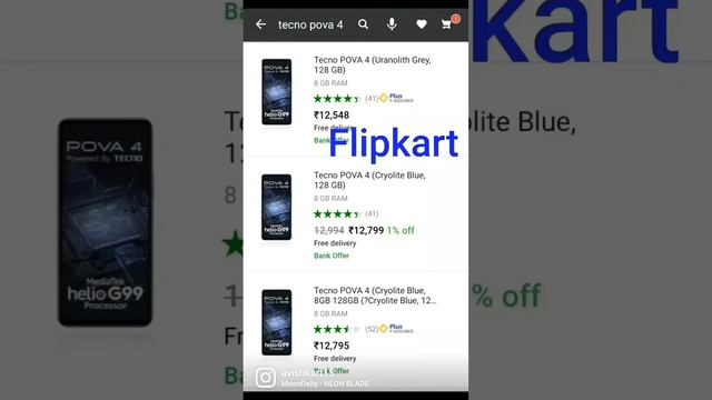 Tecno Pova 4 price on Flipkart VS Amazon