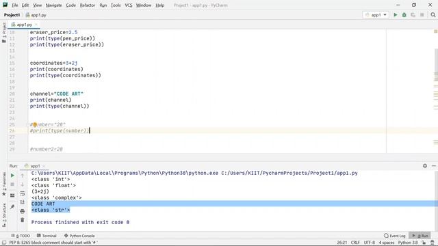 PYTHON | DATA TYPES IN PYTHON | PRACTICAL IMPLEMENTATION OF DATA TYPES, type() FUNCTION  IN PYTHON#