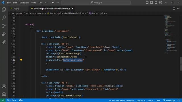 ReactJS Responsive Form - 6: Making Form Fields Inclusive with Placeholder Text смотреть онлайн
