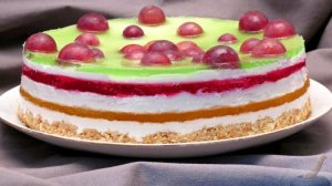 Яркий, желейный, цветной.
ТВОРОЖНО-СЛИВОЧНЫЙ ТОРТ С ЖЕЛЕ