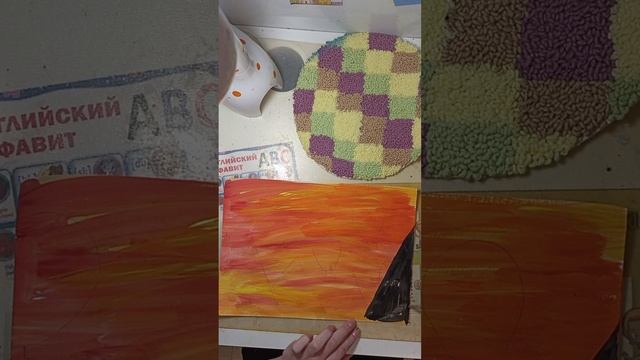 Рисуем горы на закате с воздушными шарами. #рисунок #краски #закат смотреть онлайн