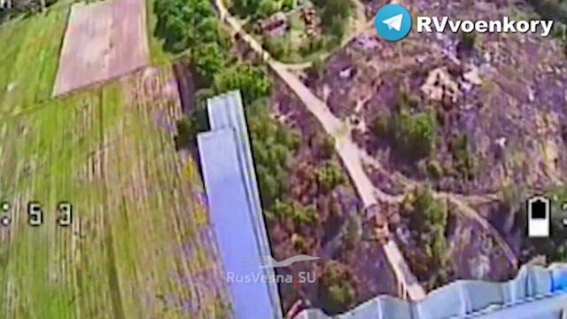 Удар FPV дроном по позиции ВСУ в пос. Янжуловка, Черниговская обл./Strike at the AFU position by FPV