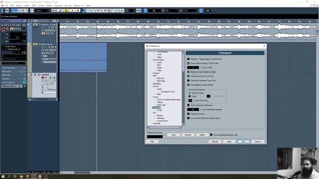 Cubase - Return The Cursor To Starting Position On Stop