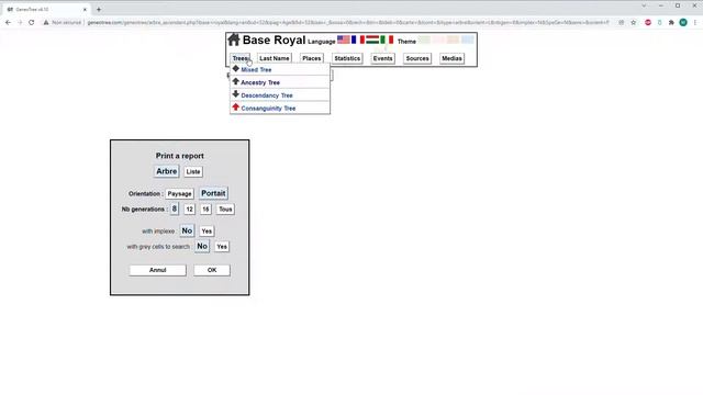 GeneoTree - Genealogy Software - Dynamic Viewer with PHP / Logiciel généalogie arbres - Printing