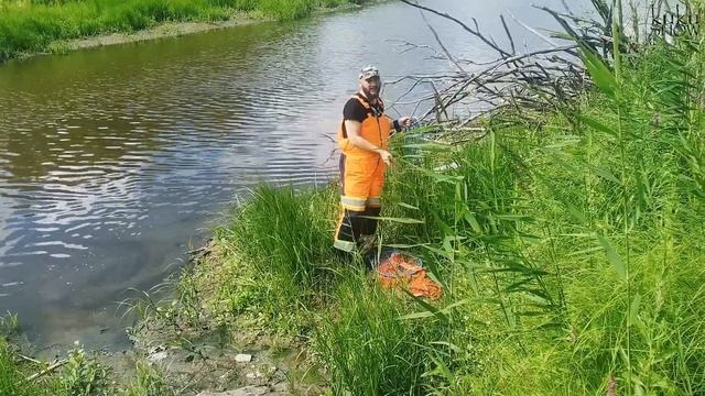 Пробуем рыбачить на кастинговую сеть. Карась на миниречке...