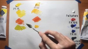 Кадмий жёлтый светлый и кадмий жёлтый средний.