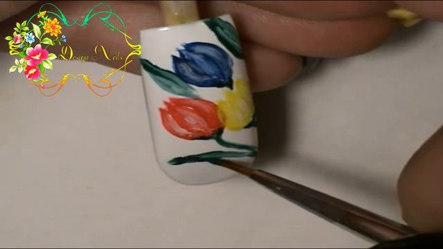 Простой весенний дизайн ногтей "Тюльпаны".Гель лак.Идеи маникюра для начинающих. смотреть онлайн