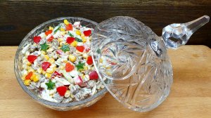 Салат с говядиной Огурцом и Болгарским перцем