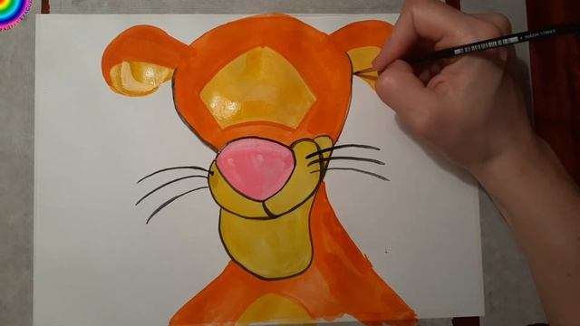 Как нарисовать Тигру из Винни Пуха акварельными красками смотреть онлайн